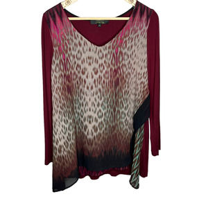 CITRON Santa Monica Tunic Top Leopard Artsy Size Medium Poeme D7-13